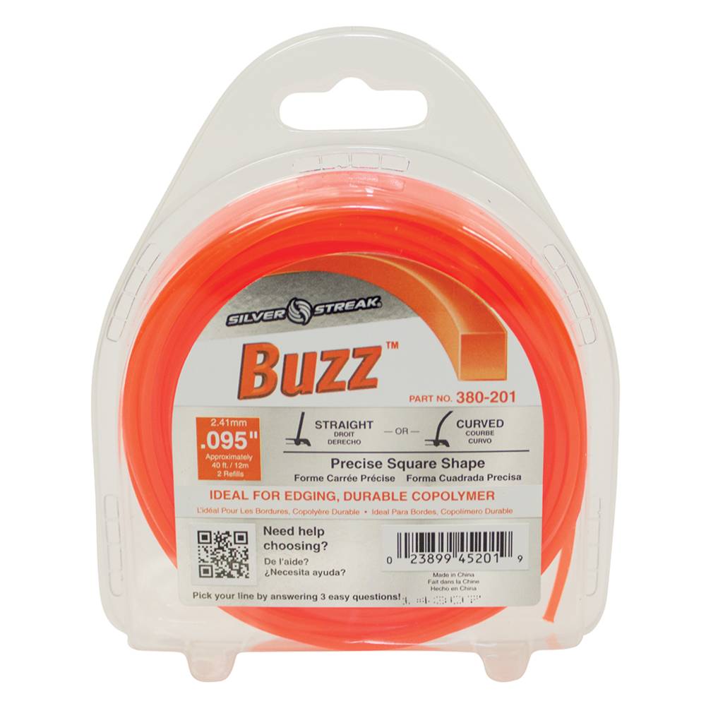 Silver Streak Buzz Trimmer Line .095 40' Clam Shell (Stens 380-201)