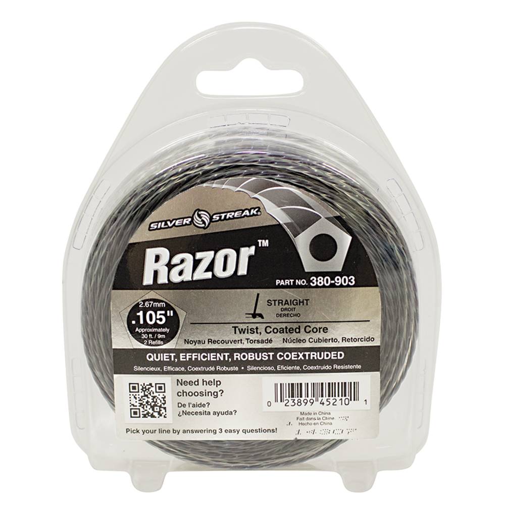 Silver Streak Razor Trimmer Line .105 30' Clam Shell (Stens 380-903)