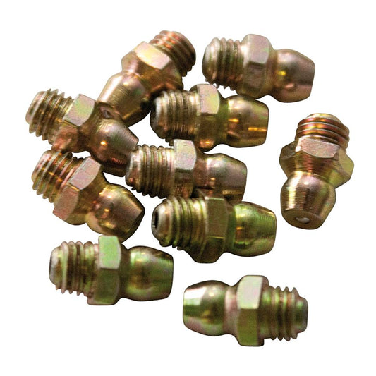 10 Stens Grease Fitting 1/4"-28 Straight (Stens 416-553)