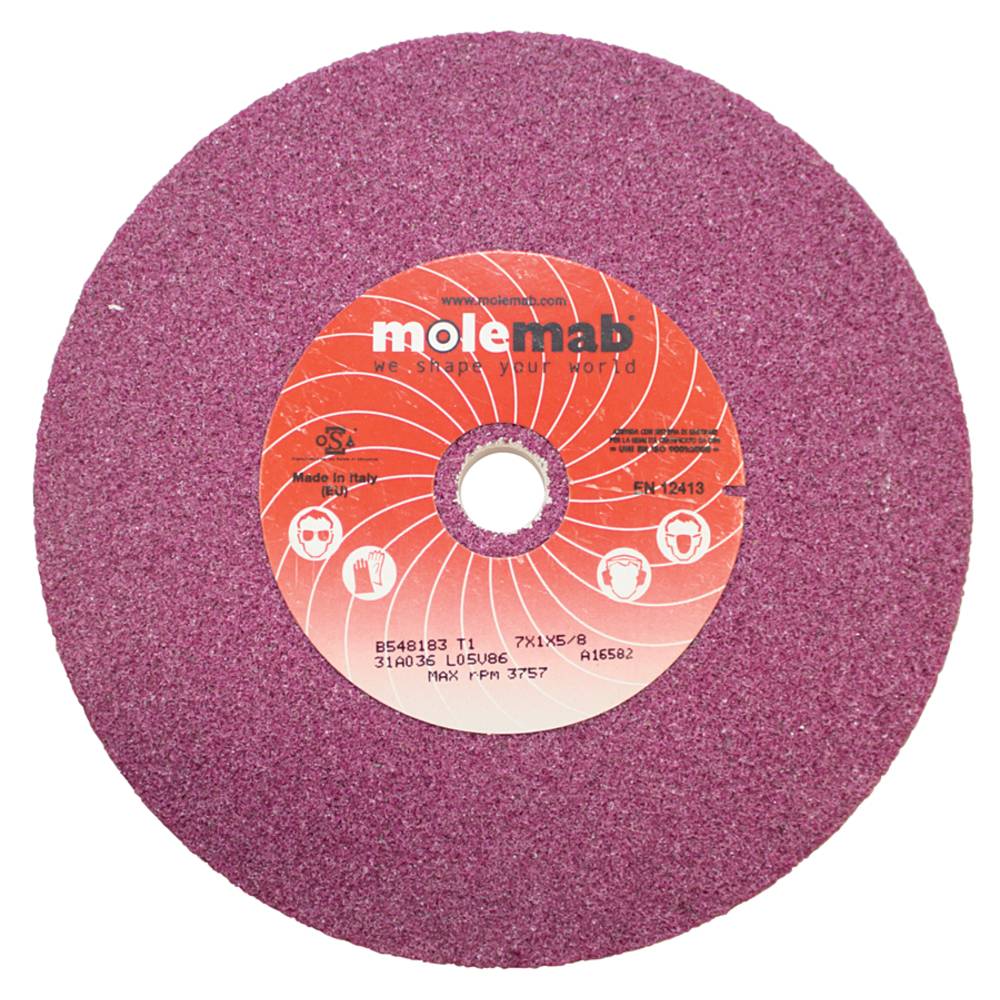Molemab Grinding Wheel 7" x 1" x 5/8" 36 grit Ruby (Stens 750-105)
