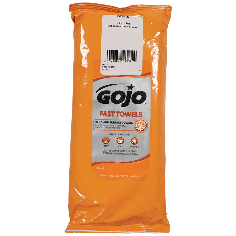 Gojo Fast Wipes Hand Cleaner 60 Ct. Toolbox Pack (Stens 752-948)