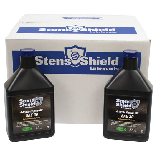12 Stens Shield 4-Cycle Engine Oil SAE 30, 18 Ounce Bottles (Stens 770-030)