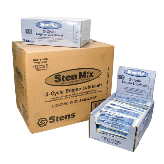 6 Sten Mix 2-Cycle Oil Six boxes each containing 48, 1.8 oz pillow pacs (Stens 770-255)