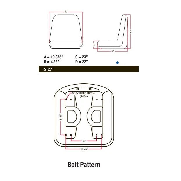 Seat for Case-IH 480B, 580B & Tractors 1190, 1290 & 1390 & some Bobcat & Clark (CS133-1V)