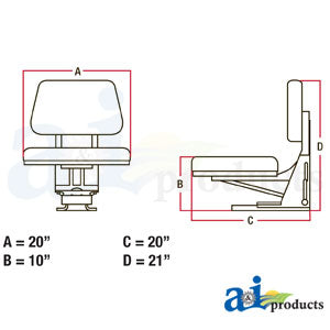 Black Seat with Trapezoid Backrest for Ford (T222BL)