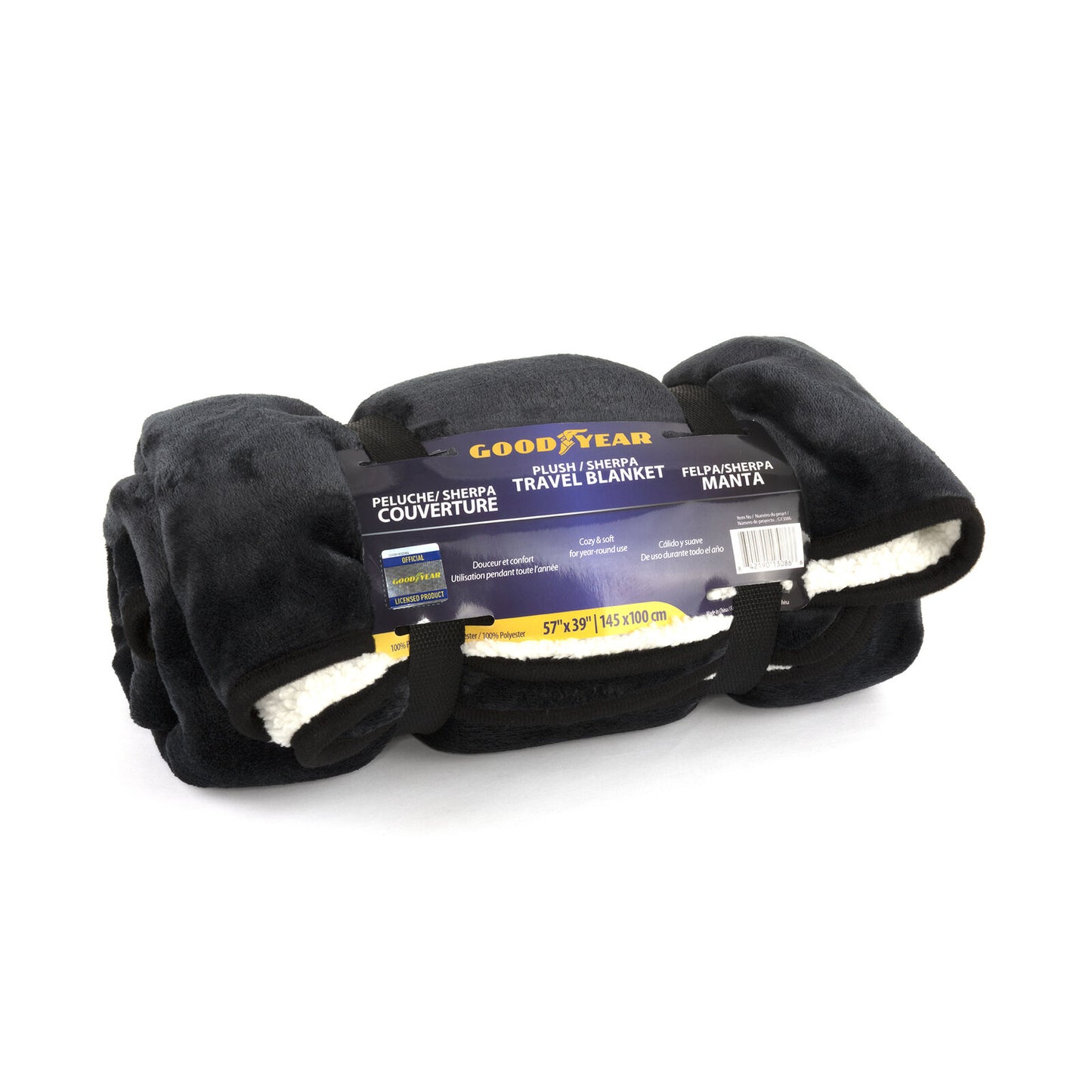 Goodyear Grey Reversible Travel Blanket GY3086