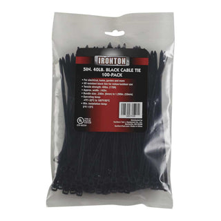 Ironton Multi-Pack Cable Zip Ties 100-Pk 5" L x .142" W 40-Lb. Tensile Strength Black (980168)