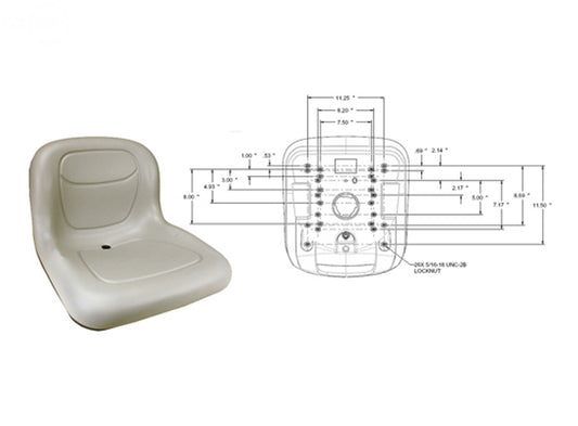 15" High Back Seat Grey (Rotary 13342)
