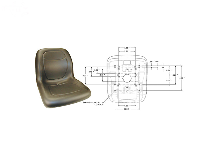 High Back Seat 18" Black Rotary (13344)