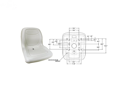 High Back Seat 18" Grey Rotary (13345)
