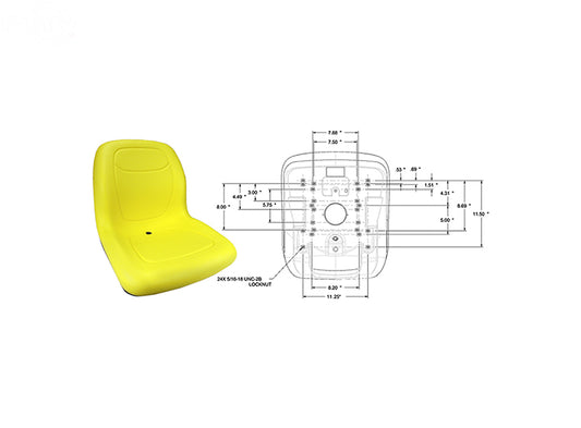High Back Seat 18" Yellow Rotary (13346)
