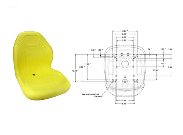 20" High Back Seat Yellow (Rotary 13358)