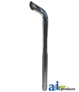 53" Long 3-1/2" ID Extended Curved Chrome Exhaust Stack Case 146490C1 (146490CHR)