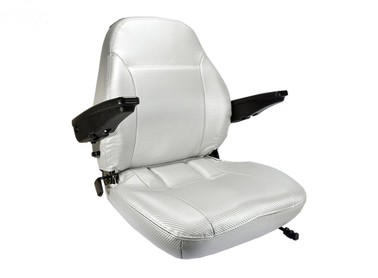 Premium High Back Seat Silver Vinyl Rotary (16513)