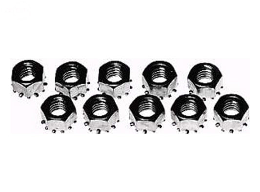 Pack of 10 Lock Nuts 3/8" Coarse Rotary (321)