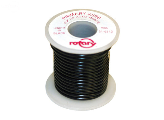 Primary Wire Black 16 Awg 25' Rotary (6712)
