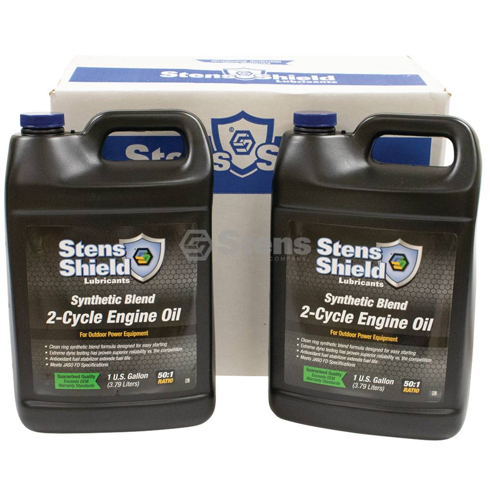 Stens Shield 2-Cycle Engine Oil, 50:1 Synthetic Blend, Four 1 gallon bottles (Stens 770-102)