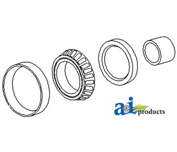Bearing set, contains (2) seals, (2) cones and (2) cups. Fits Bush Hog and Fred Cain (8A91)