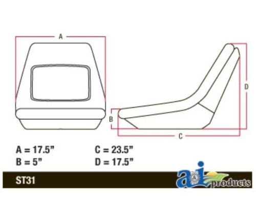 Black Seat For John Deere Tractor 655, 755, 756, 855, 856 & 955 (AM107759)