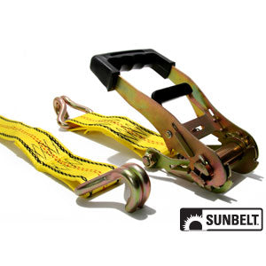 27' X 2" Ratchet, Yellow Webbing, Large Bar Handle, Double J Hooks, Cut Case (B1310701)