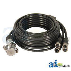 4-Way Camera Cable Connects to Monitor Harness and Outputs to 7 Pin Plug (C104M)