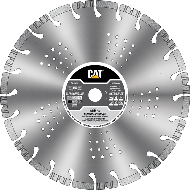 Caterpillar® 600 Pro Segmented Laser Welded General General Purpose Diamond Blade 14" (DA33020U)