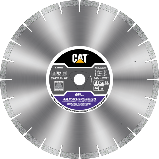 Caterpillar® 600 Pro Early Entry Hard Aggregate Silent Green Concrete Diamond Blade 6 3/8" (DA33039U)