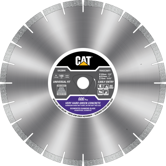Caterpillar® 600 Pro Early Entry Hard Aggregate Silent Green Concrete Diamond Blade 6 3/8" (DA33039U)
