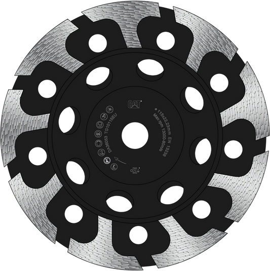 Caterpillar® 800 Expert T Shape Segmented Brazed 80 / 100 Mesh Grit Diamond 5/8" 11 Thread Grinder 4 1/2" (DA36049)