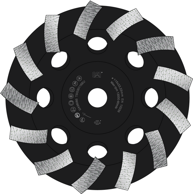 Caterpillar® 800 Expert Turbo Segmented Brazed 16/24 Mesh Grit Diamond Grinder 5/8" 11 Thread 4 1/2" (DA36081)