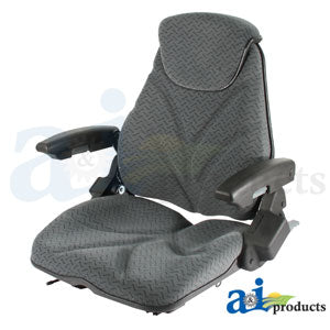 Gray F20 Series Slide Track Seat with Headrest for Agco Tractors Cloth (F20ST155)