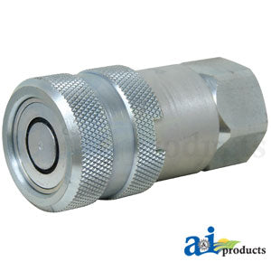 Flat Hydraulic Coupler Socket, Female, 1/2" NPT	 (FF-501-8FP-P)