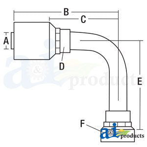 (HW-FJX90L) Female JIC 37° - Swivel - 90° Elbow	 (FJX90L-12-12-W)