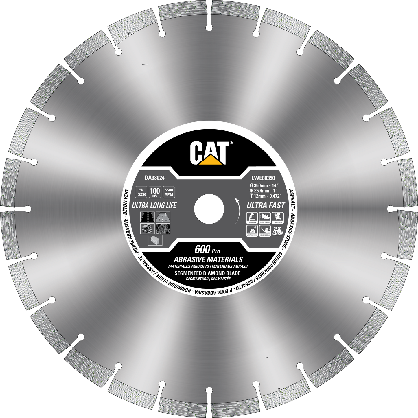 Caterpillar® 600 Pro Segmented Rim Diamond Blade 18" (DA33026U)