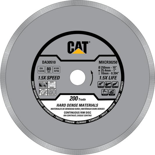 Caterpillar® 200 Trade Continuous Rim Ceramic / Porcelain Tiles Diamond Blade 10" (DA30510U)