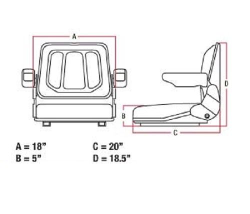Universal Tractor Seat w/Slide Tracks for Kubota Bobcat John Deere Ford (T500BL)