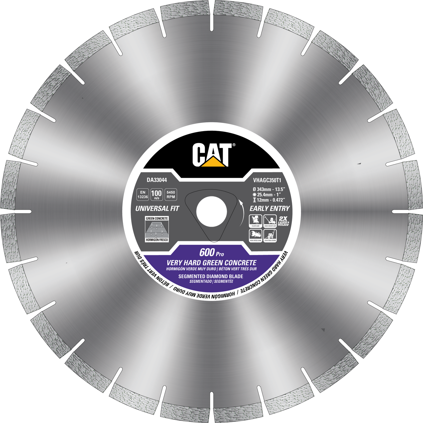 Caterpillar® 600 Pro Segmented Rim Early Entry Diamond Blade 14" (DA33044U)