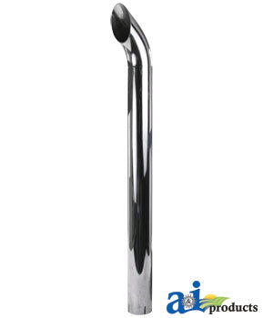 48" Long 3-3/4" ID Curved Chrome Exhaust Stack (ZNL89375C)