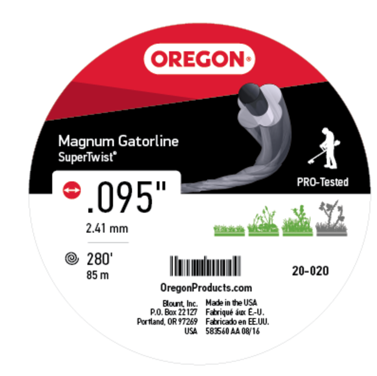 Super Twist Magnum Gatorline Grey .095" Ga. 1 lb. Donut