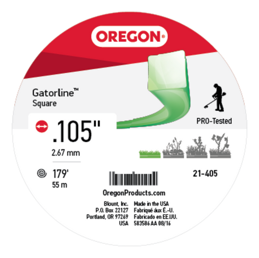 Gatorline Square Green Trimmer Line .105" Ga. 1 lb. Donut