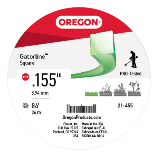 Gatorline Square Green Trimmer Line .155" Ga. 1 lb. Donut