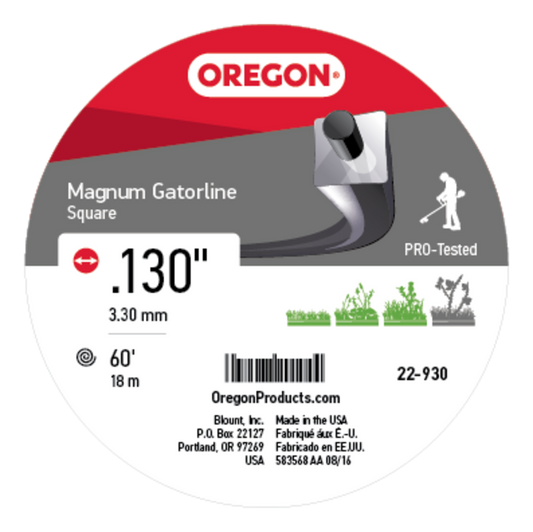 Magnum Gatorline Square Grey Trimmer Line .130" Gauge, 1/2 lb. Donut