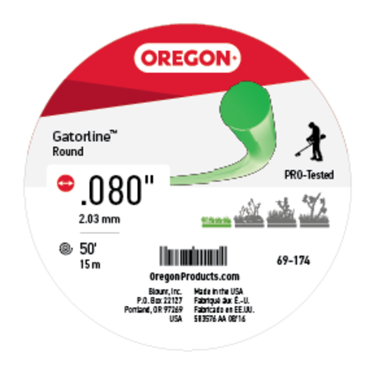 Gatorline Round Green Trimmer Line .080" Ga. 50' Donut