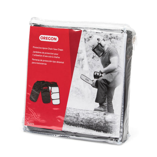 Protective Chainsaw Chaps, Black, 8 layers of breathable warp knit chainsaw protection (Oregon 563979)